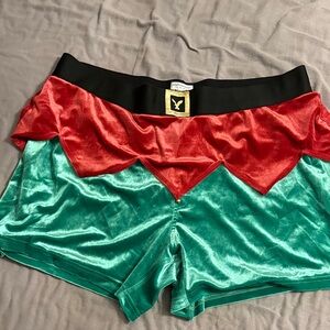 American Eagle Outfitters Red and Green Velvet Shorts